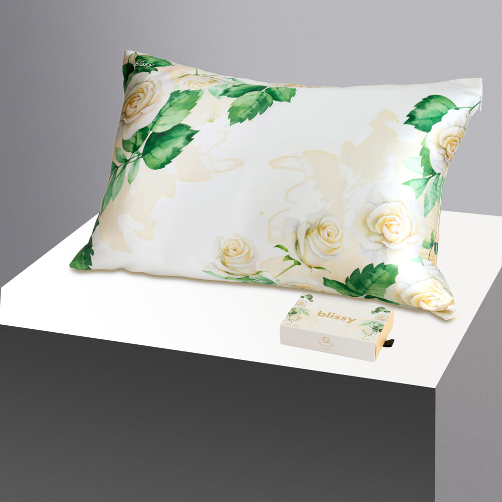 Blissy Queen Zodiac Flower Pillowcase – 22 Momme Mulberry Silk, 100% Silk