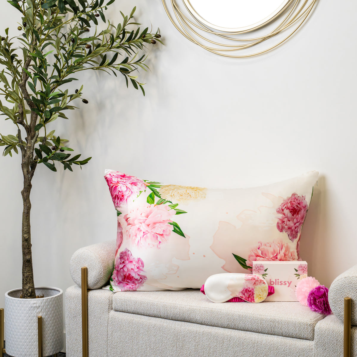 Blissy Standard Zodiac Flower Pillowcase Lifestyle – Mulberry Silk