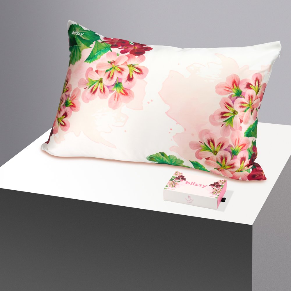 Blissy King Zodiac Flower Pillowcase – 22 Momme Mulberry Silk, 100% Silk