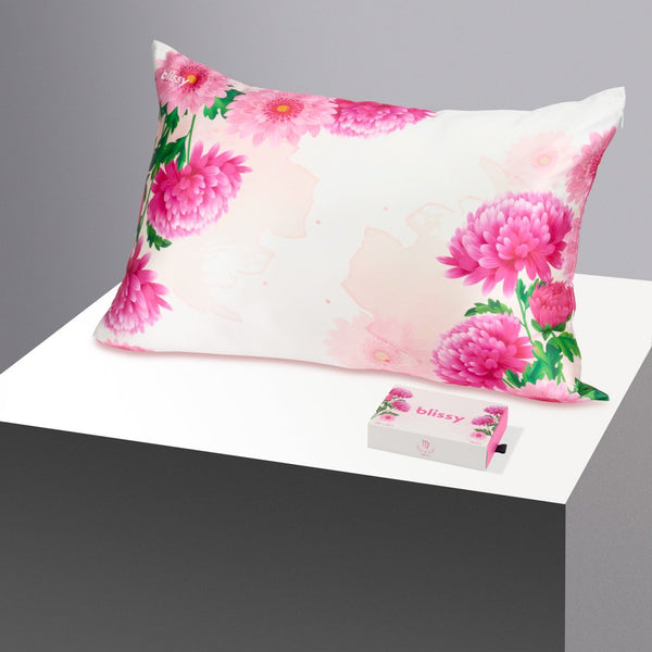 Blissy King Zodiac Flower Pillowcase – 22 Momme Mulberry Silk, 100% Silk