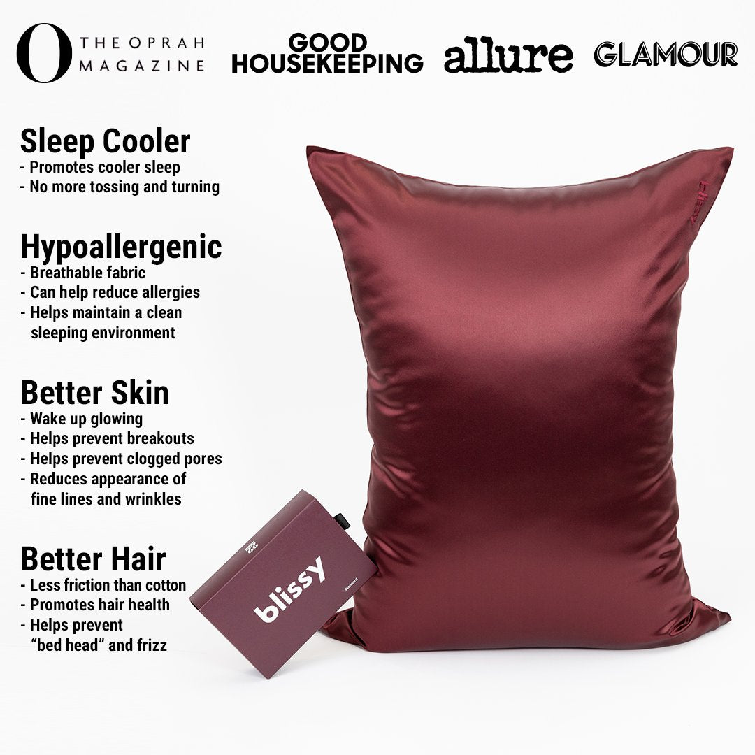 Burgundy Mulberry Silk Pillowcase – Blissy Standard