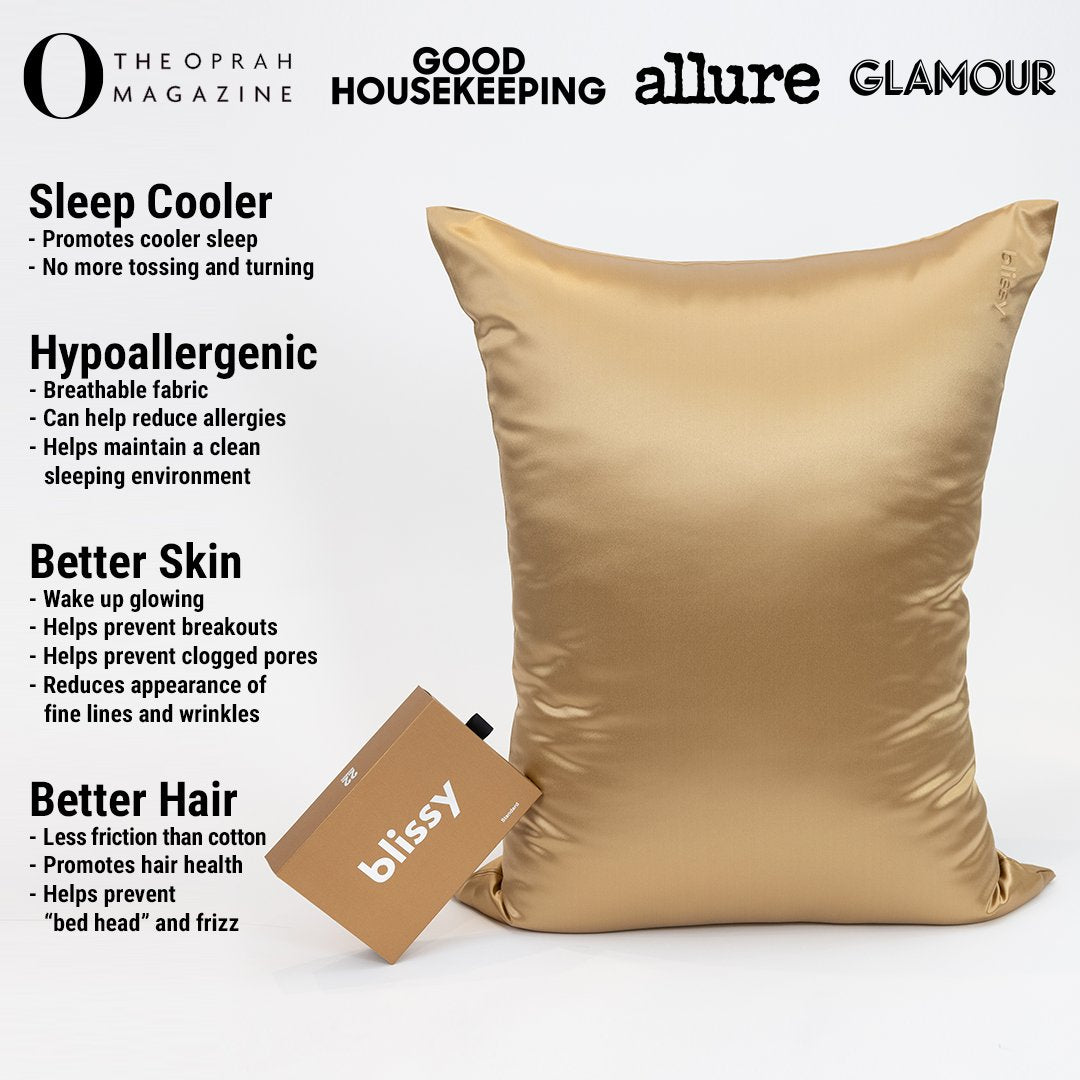 Gold Mulberry Silk Pillowcase – Blissy Queen