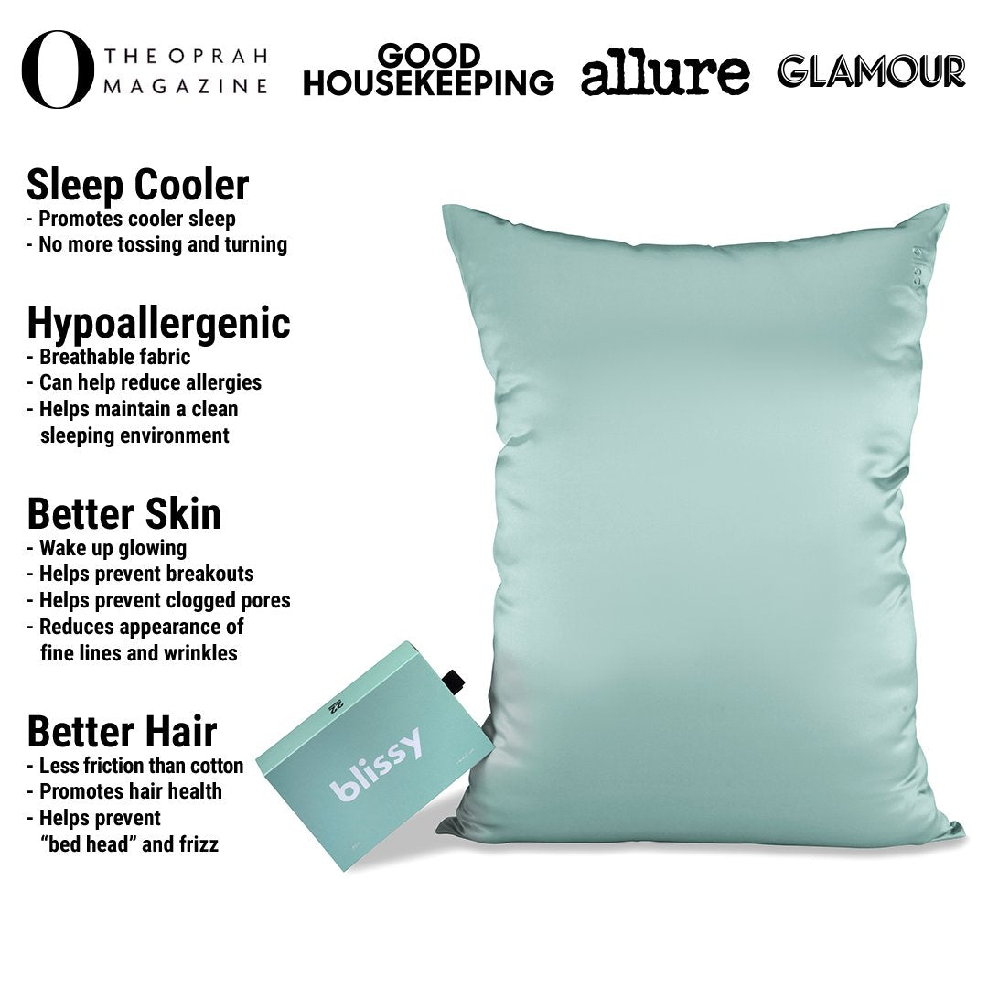 Mint Mulberry Silk Pillowcase – Blissy Queen