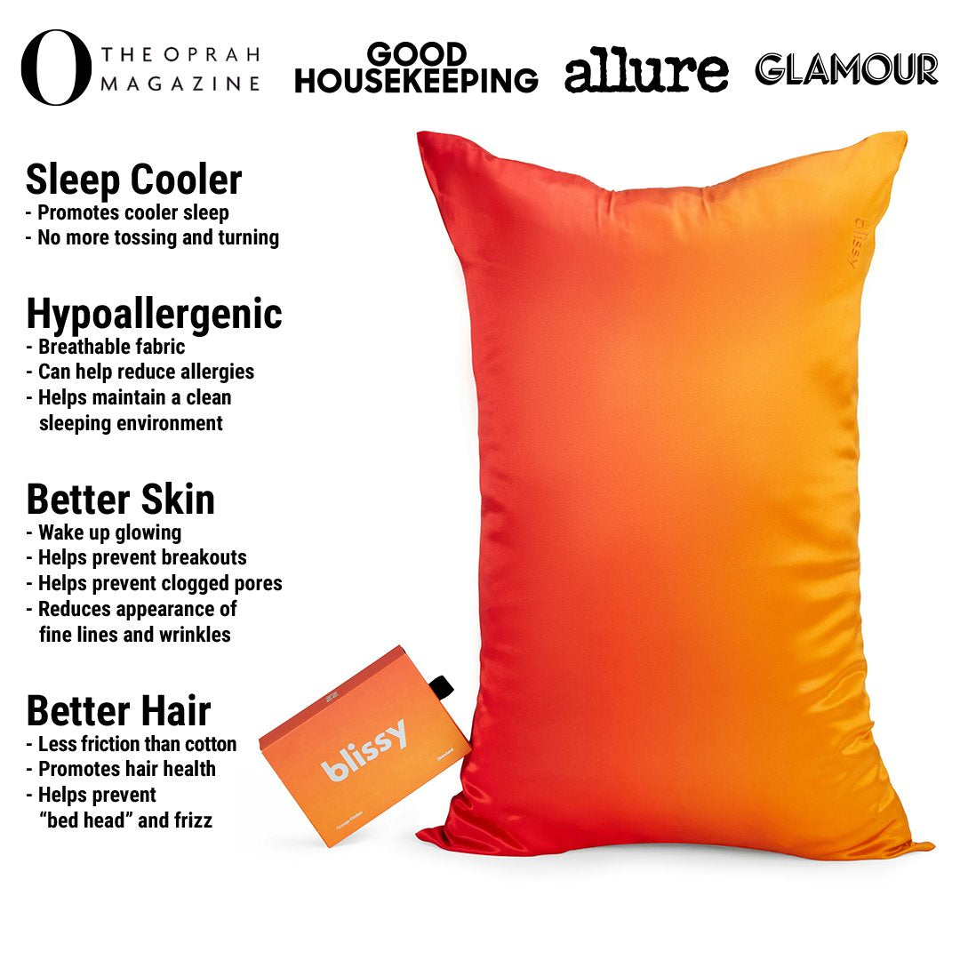 Orange Ombre Mulberry Silk Pillowcase – Blissy Standard
