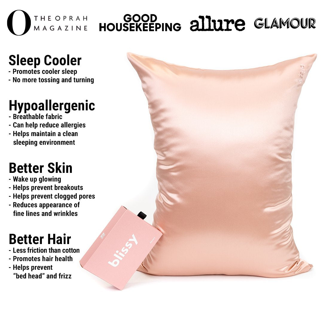 Rose Gold Mulberry Silk Pillowcase – Blissy Standard