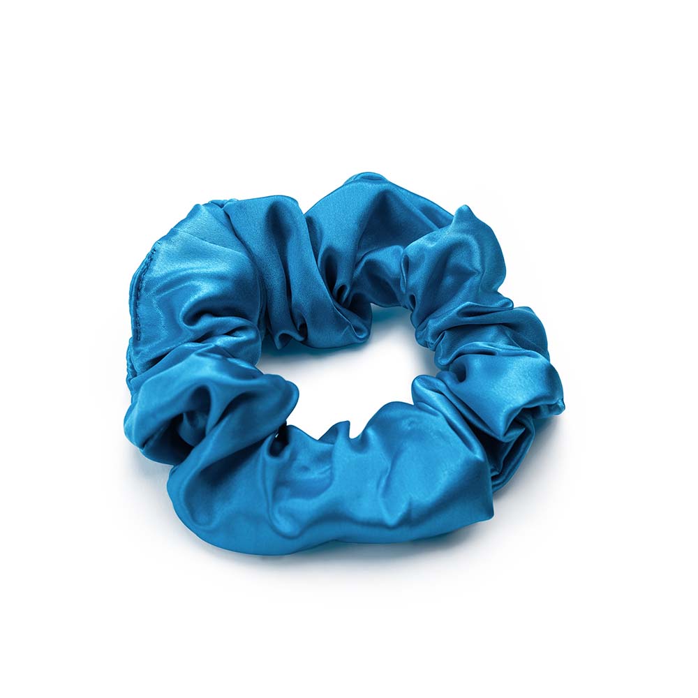 Aqua Blissy Scrunchies Close-Up – Blissy 22 Momme Silk