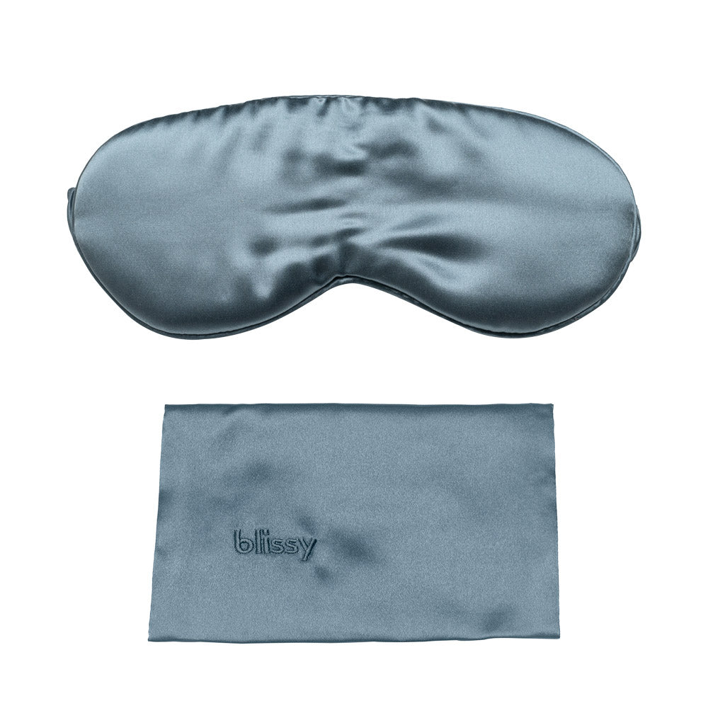Blissy Ash Blue Silk Sleep Mask Detail –