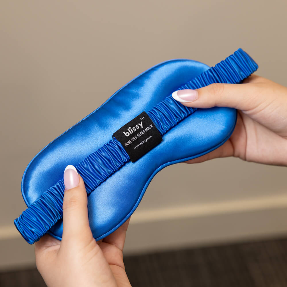 Blissy Azure Silk Sleep Mask Detail –