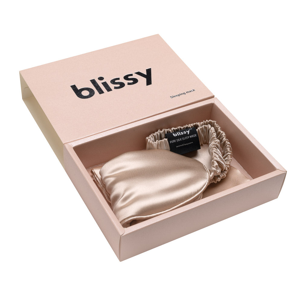 Blissy Champagne Silk Sleep Mask Detail –