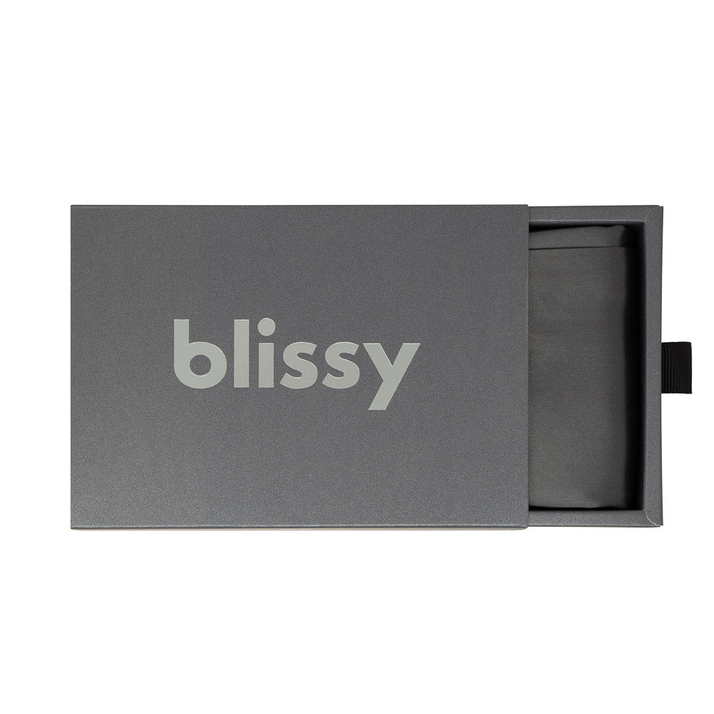 Blissy Queen Grey Pillowcase Lifestyle – Mulberry Silk