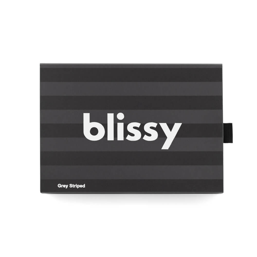 Blissy King Grey Striped Pillowcase Lifestyle – Mulberry Silk