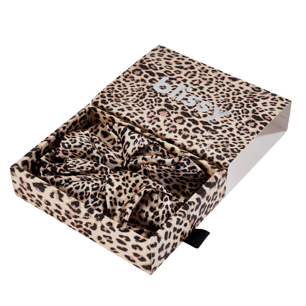 Blissy Leopard Blissy Oversized Scrunchie – 22 Momme Mulberry Silk, 100% Silk