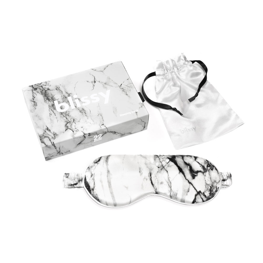 Blissy Light Marble Sleep Mask – 22 Momme Mulberry Silk, 100% Silk