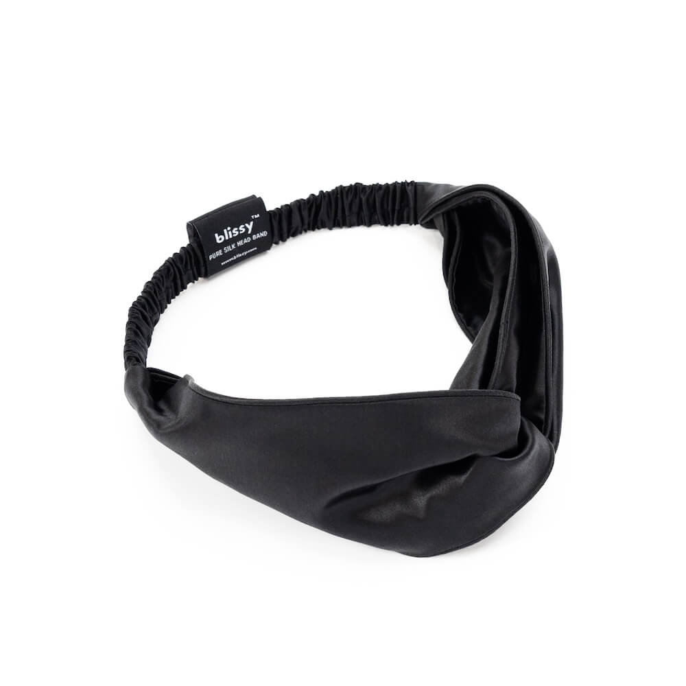 Black Blissy Head Piece Close-Up – Blissy 22 Momme Silk