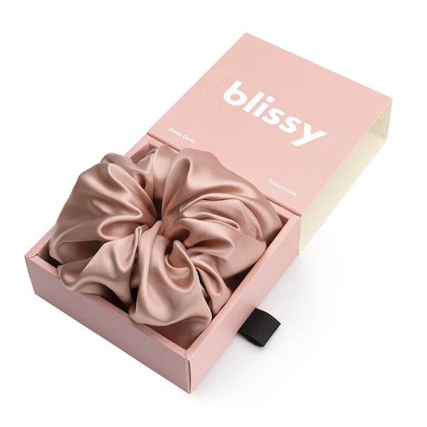 Blissy Rose Gold Blissy Oversized Scrunchie – 22 Momme Mulberry Silk, 100% Silk