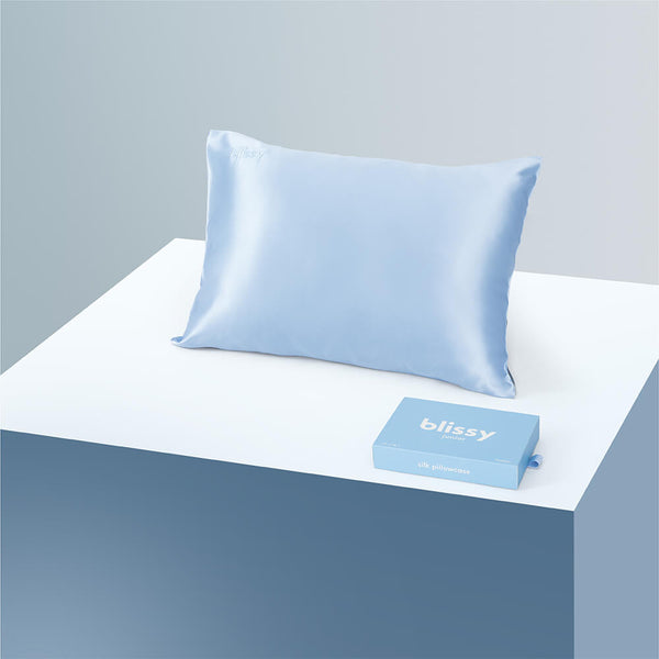 Blissy Baby Blue Pillowcase – 22 Momme Mulberry Silk, 100% Silk