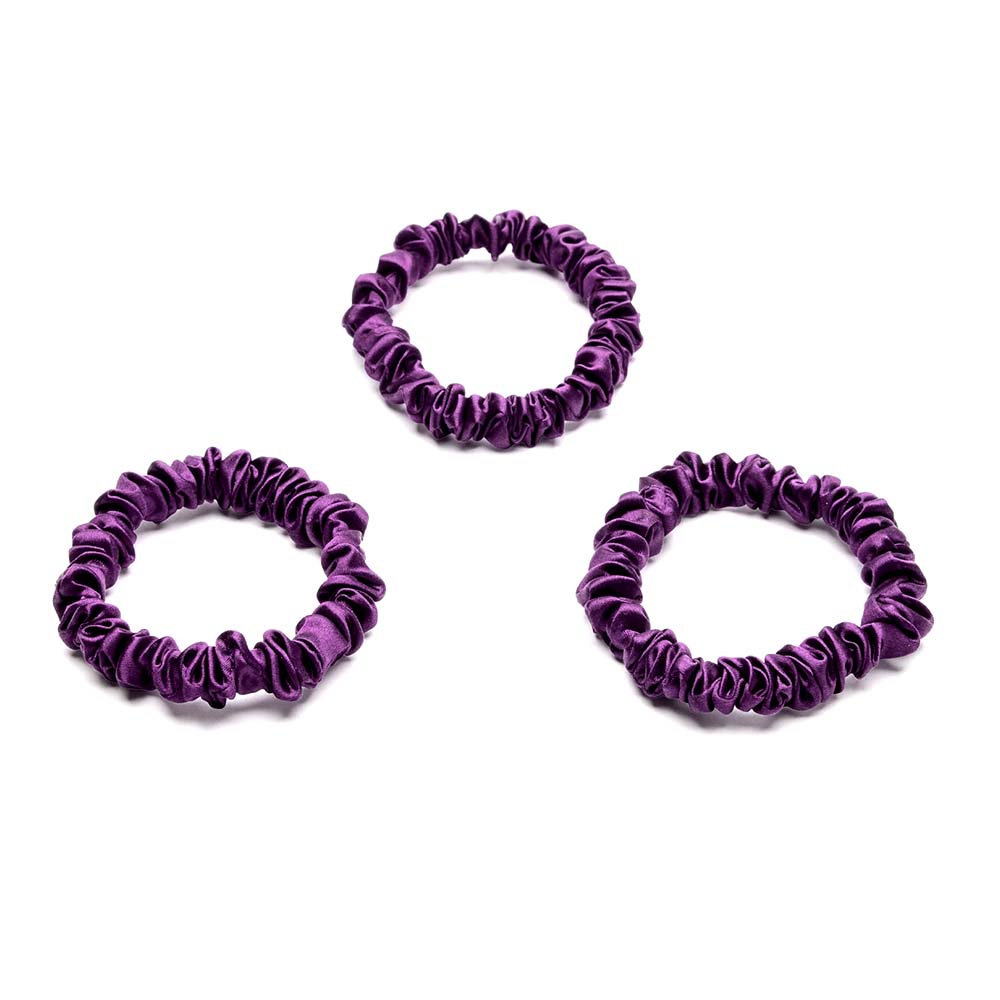 Blissy Royal Purple Silk Blissy Skinny Scrunchies Detail –