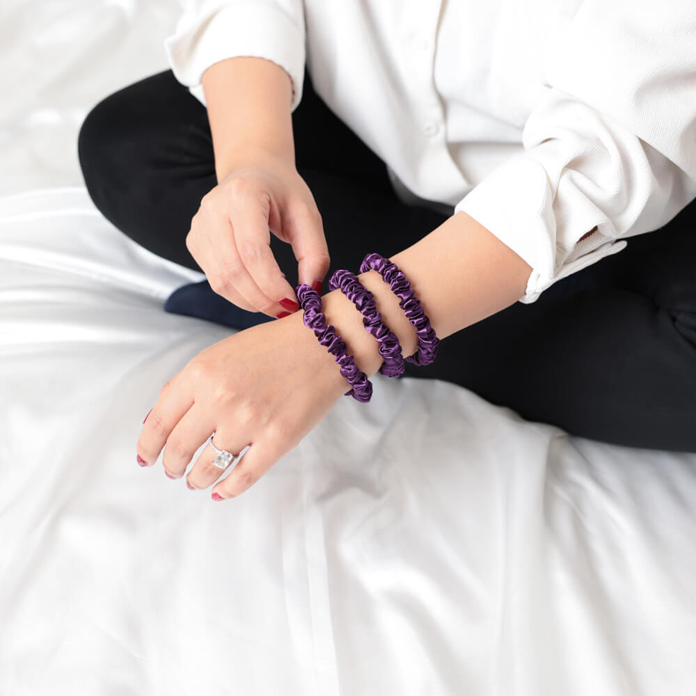 Blissy Mulberry Silk Blissy Skinny Scrunchies – Royal Purple
