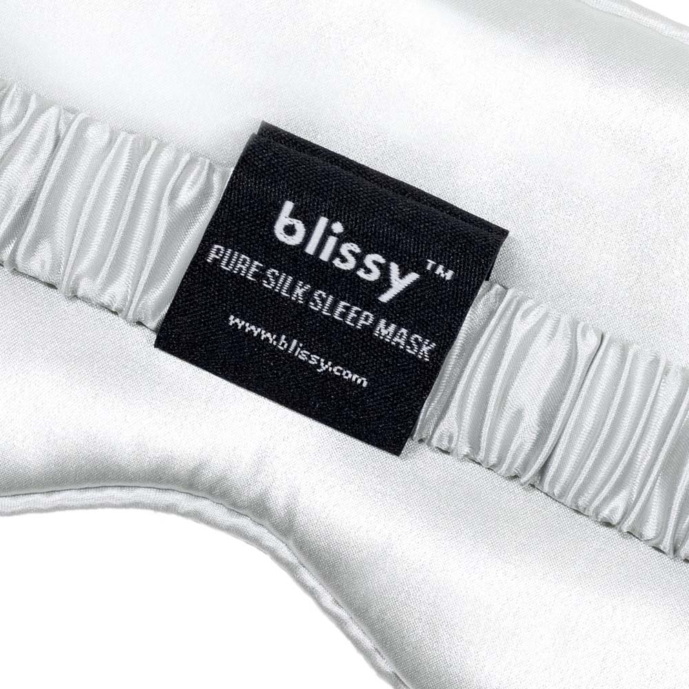 Silver Sleep Mask Close-Up – Blissy 22 Momme Silk