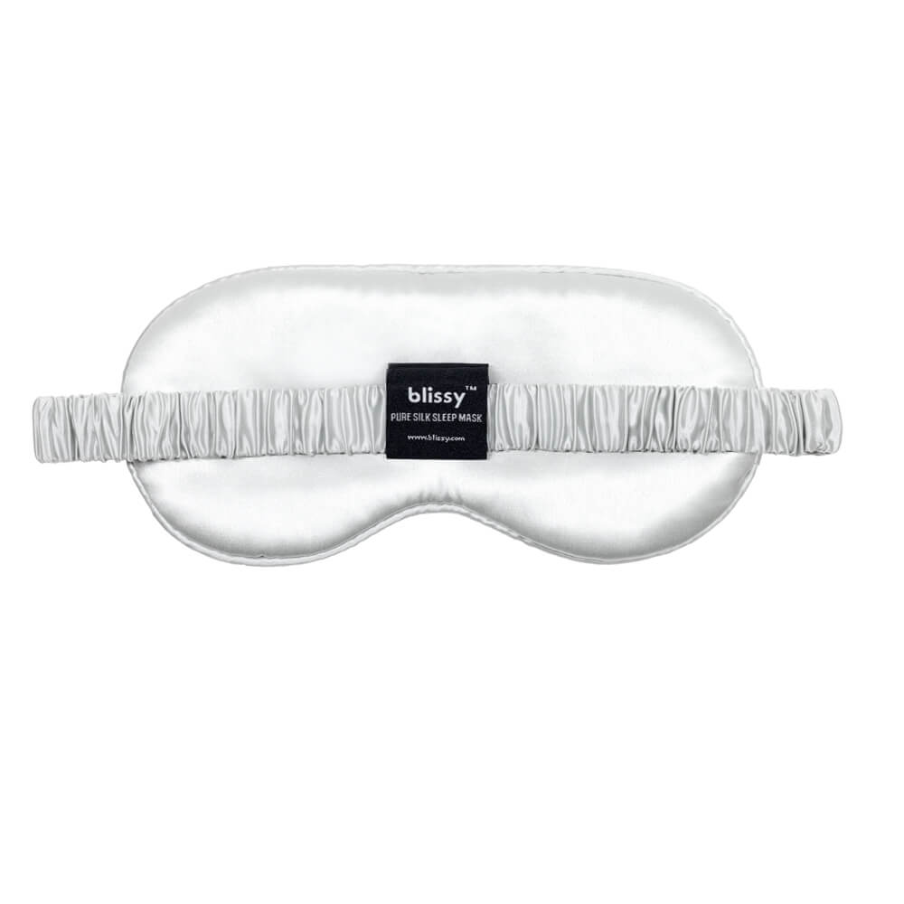 Blissy Silver Silk Sleep Mask Detail –