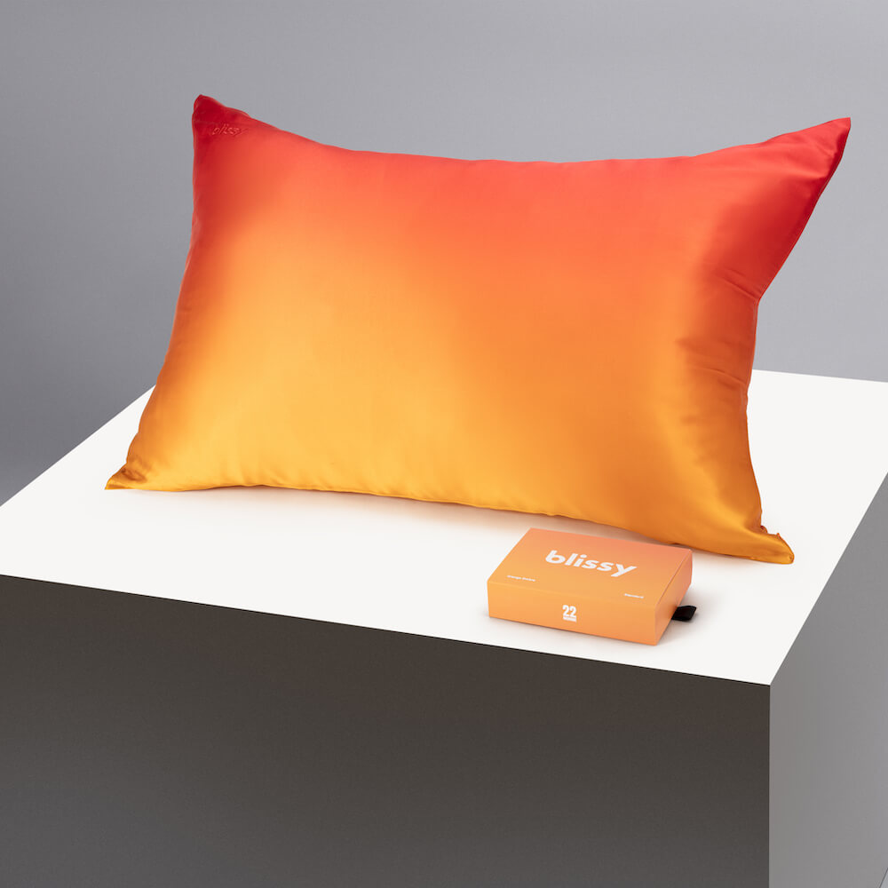 Blissy Queen Orange Ombre Pillowcase – 22 Momme Mulberry Silk, 100% Silk