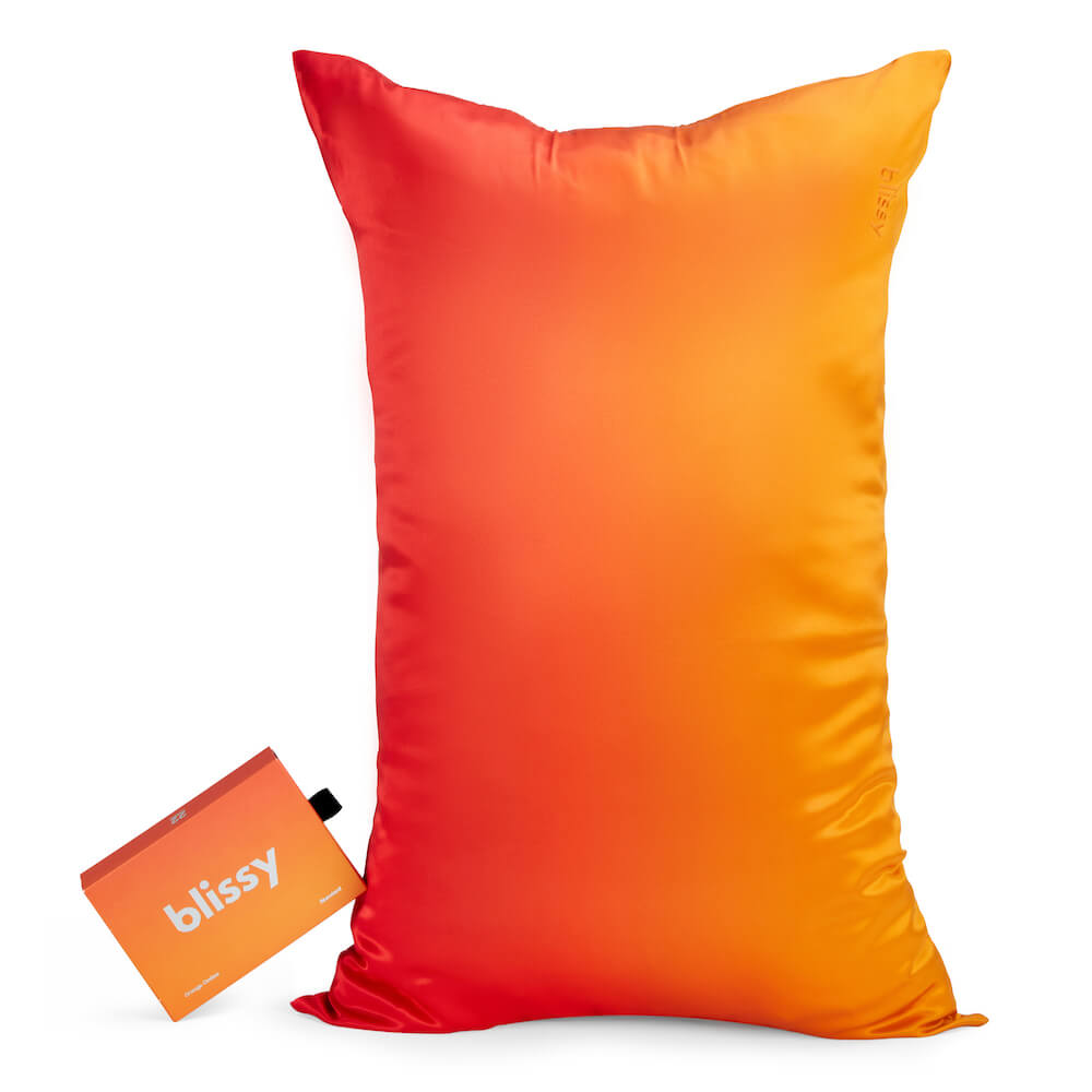 Blissy Orange Ombre Silk Pillowcase Detail – Queen