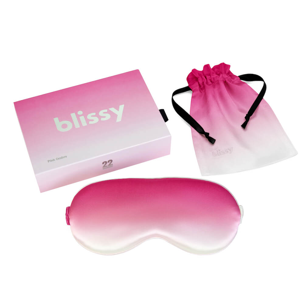 Blissy Pink Ombre Sleep Mask – 22 Momme Mulberry Silk, 100% Silk
