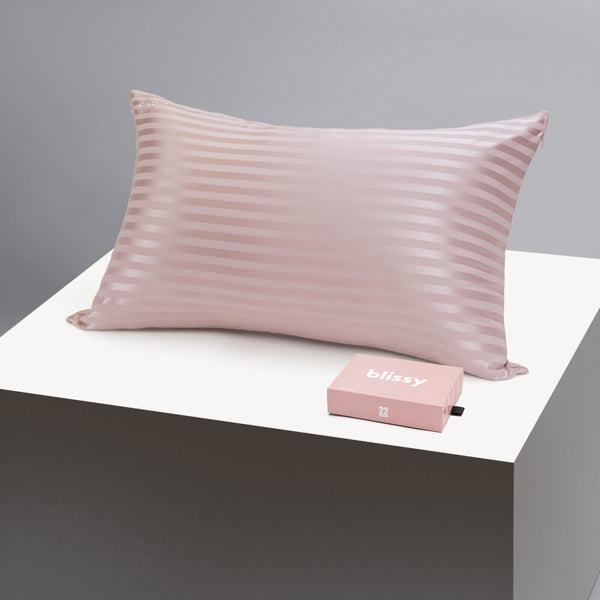 Blissy King Pink Striped Pillowcase – 22 Momme Mulberry Silk, 100% Silk