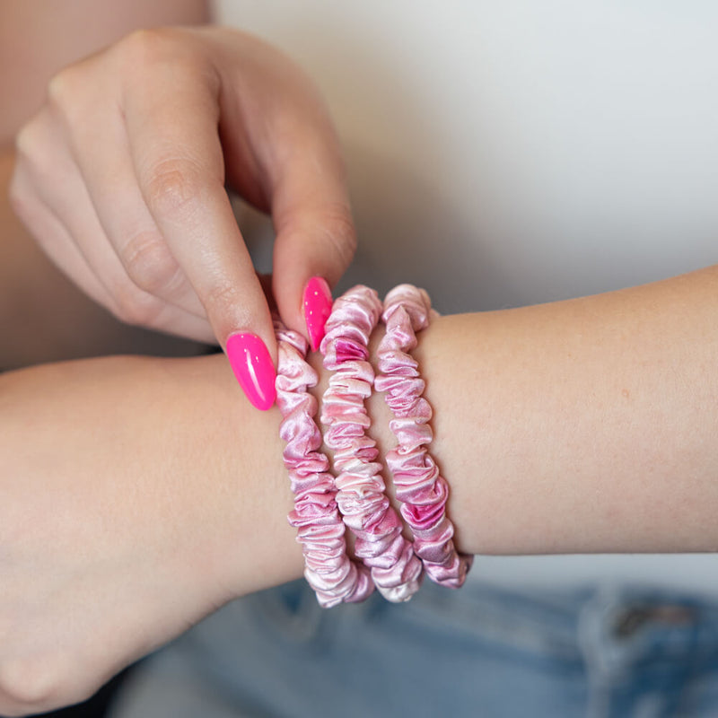 Blissy Skinny Scrunchies - Pink Tie-Dye