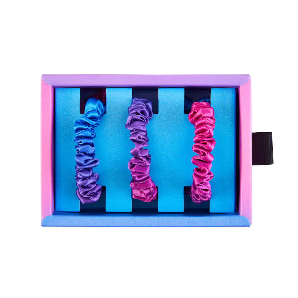 Purple Ombre Mulberry Silk Blissy Skinny Scrunchies – Blissy