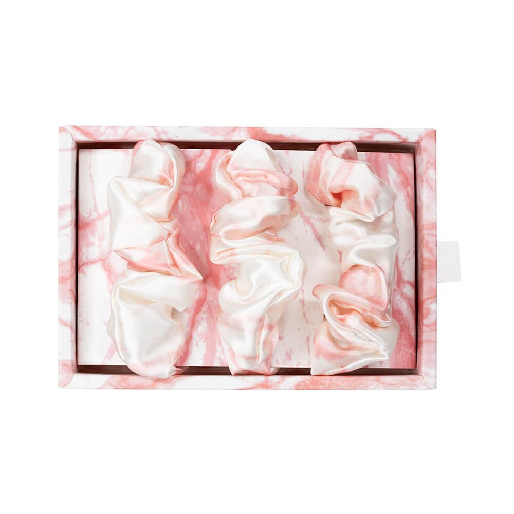 Rose White Marble Mulberry Silk Blissy Scrunchies – Blissy