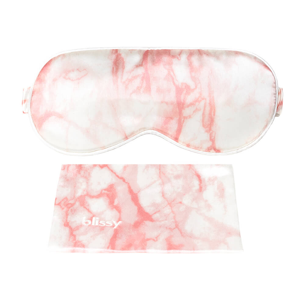 Blissy Rose White Marble Sleep Mask Lifestyle – Mulberry Silk