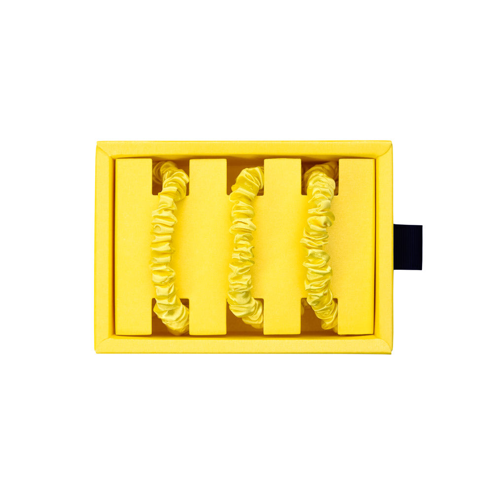 Blissy Mulberry Silk Blissy Skinny Scrunchies – Sunshine Yellow