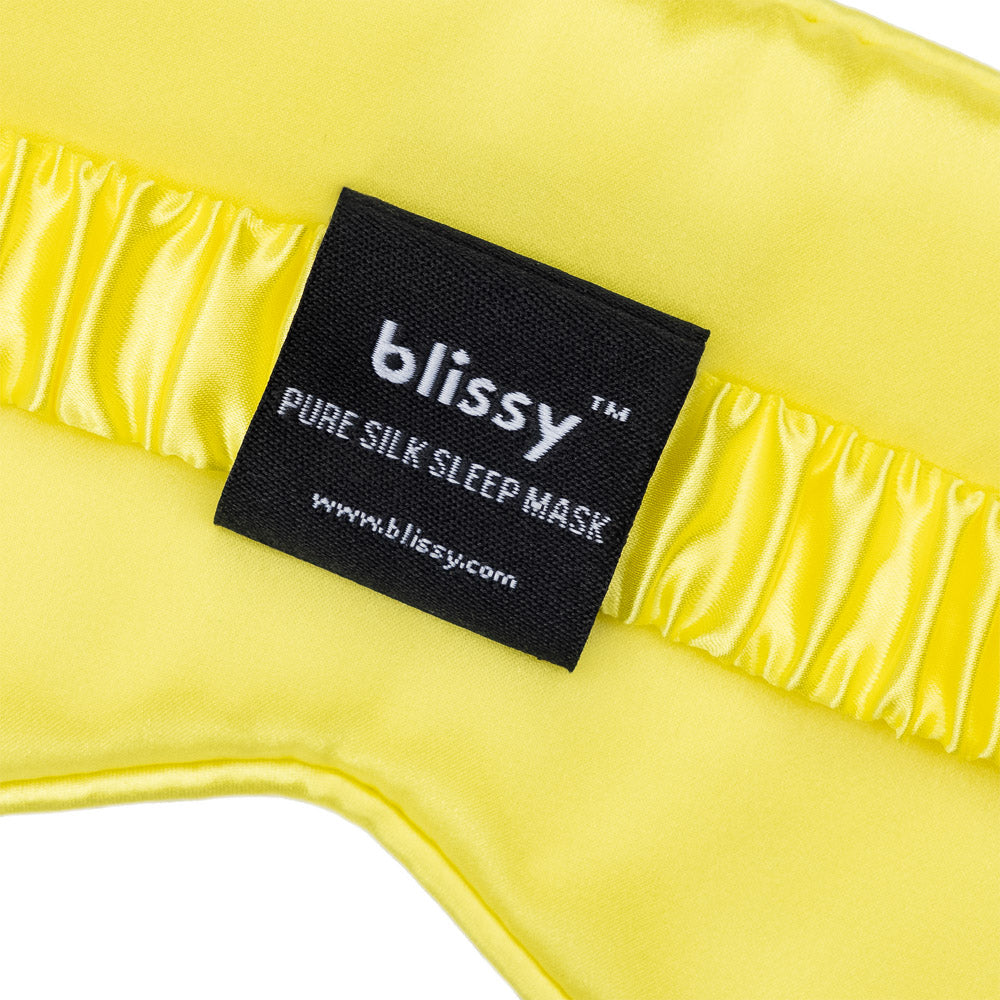 Blissy Sunshine Yellow Silk Sleep Mask Detail –