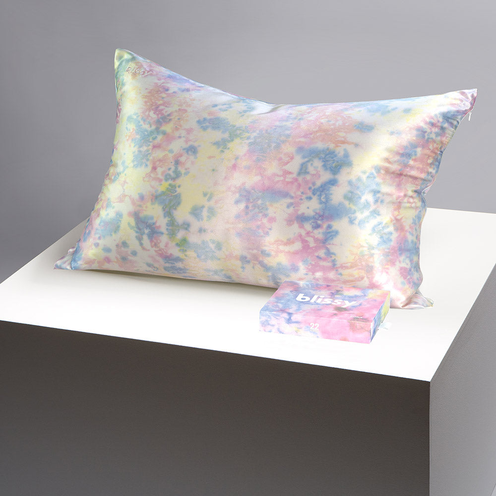Blissy Queen Yellow Tie-Dye Pillowcase – 22 Momme Mulberry Silk, 100% Silk